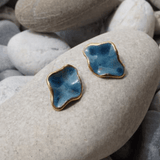 Deep Blue Ceramic Earrings by NUNAKO - The Greek Art Company