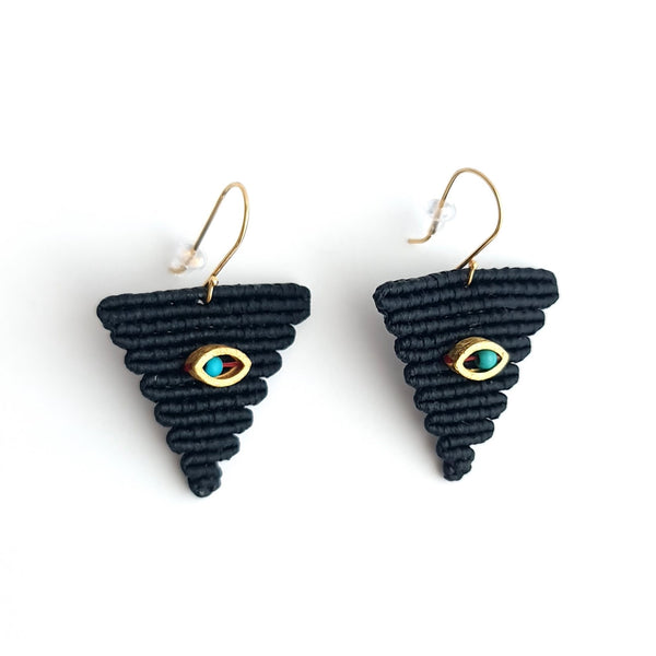 Anatolia Makrame earrings with evil eye - The Greek Art Company