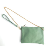 Anelia leather purse in pistachio green by Ana Koutsi - The Greek Art Company