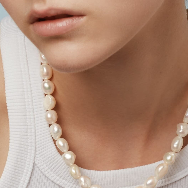Anna Pearl Necklace by Barbora with fresh water pearls - The Greek Art Company