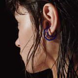 Duo earcuff single earring in blue by Barbora - The Greek Art Company