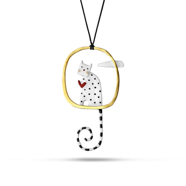 Cat frame pendant by KISS THE FROG - The Greek Art Company