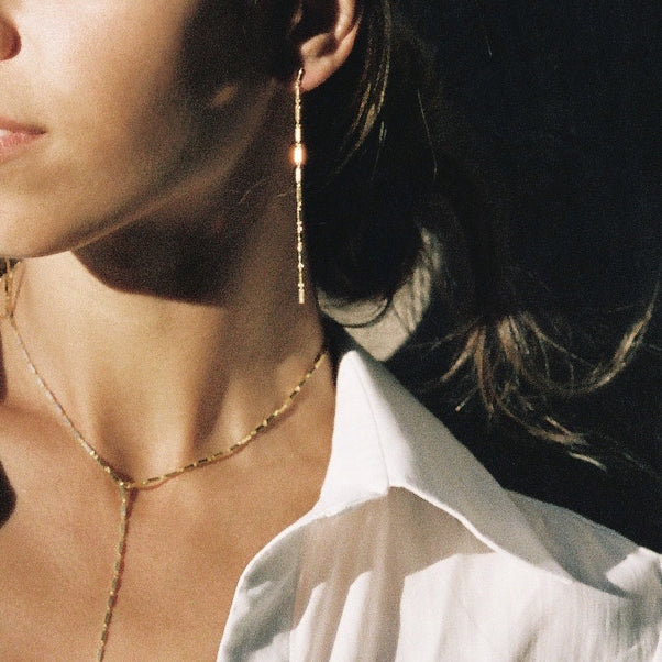 Disco Single Long Chain Earrings by Maggoosh - The Greek Art Company