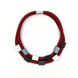 Double Geometric Necklace Maroon by Christina Brampti - The Greek Art Company