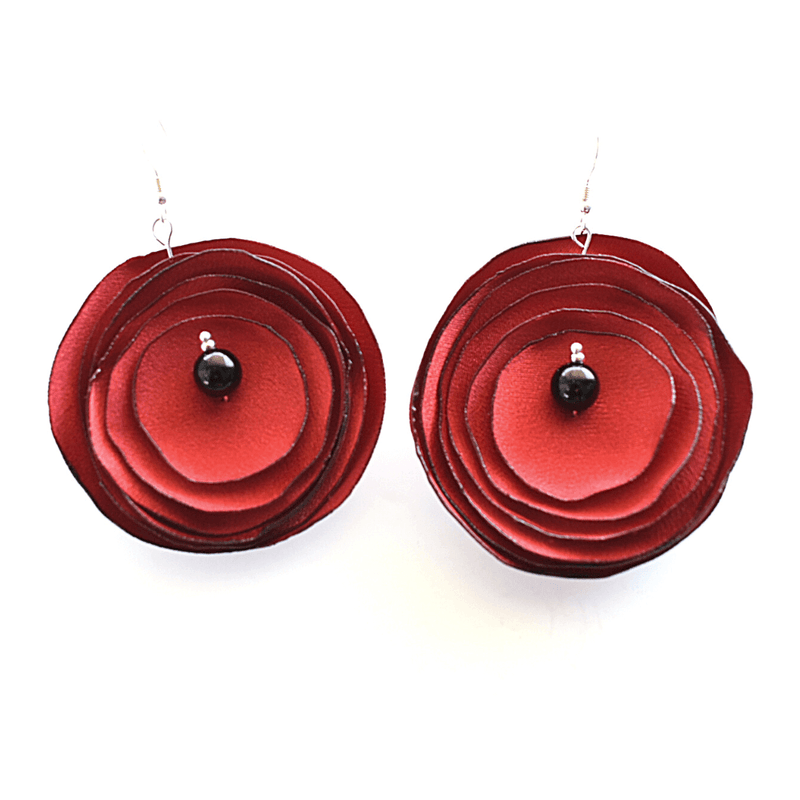 Blossoming Red Roses Earrings