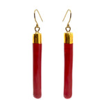 Ethra dangle ceramic earrings in red color by Nunako - The Greek Art Company