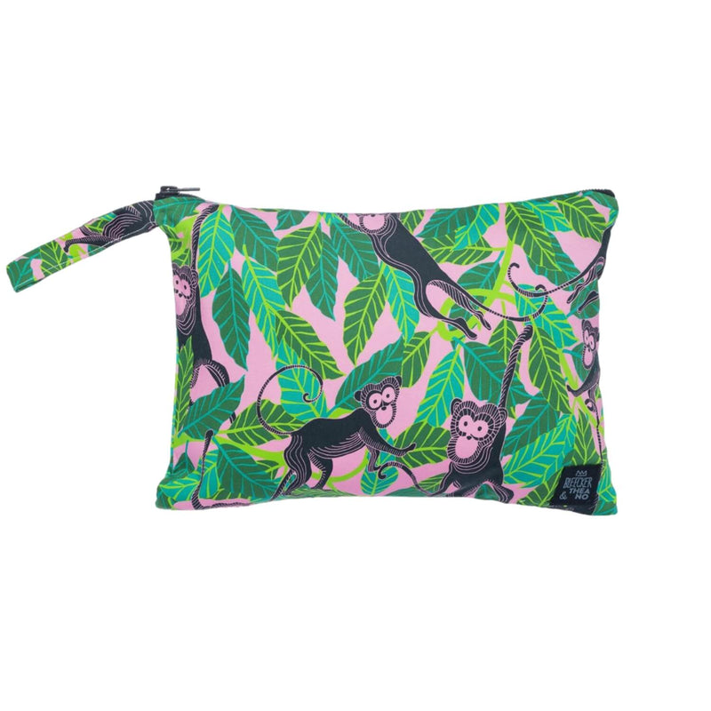 bleecker and love textile cotton bag with waterproof lining and monkeys - The Greek Art Company