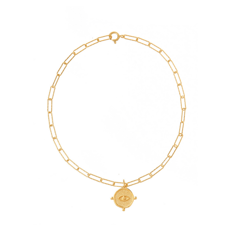 Mini Round Eye Chain Anklet by Barbora - The Greek Art Company