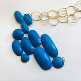 Turquoise hand painted necklace with handmade chain by Dora Haralambaki - The Greek Art Company