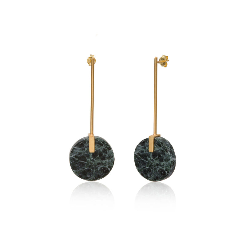 Orchestra Green Marble Long Earrings by Marmarometry - The Greek Art Company