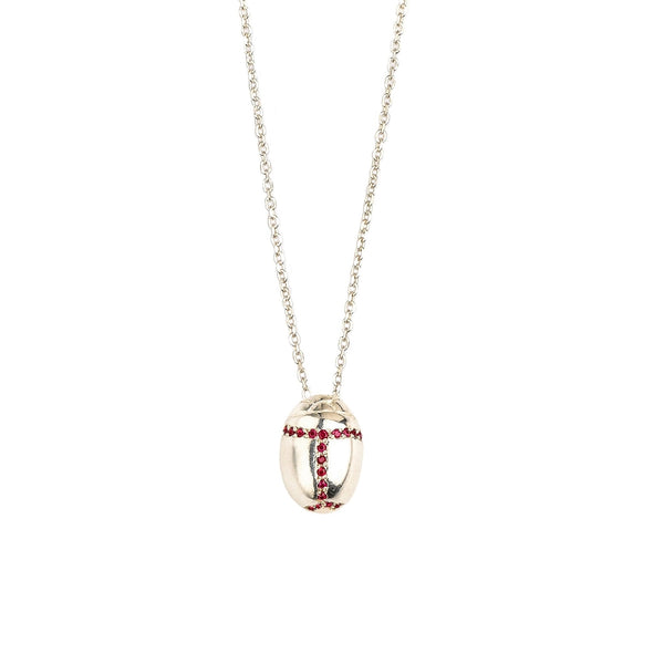 Silver Beetle Necklace with Rubies by Danai Giannelli - The Greek Art Company