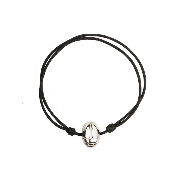 Silver Beetle Bracelet - Black Cord