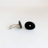 Silver Cufflinks with Black Pebbles and Zircon by Ariadni Kypri - The Greek Art Company