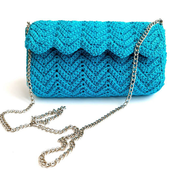 Turquoise Crochet Cross-Body / Shoulder Bag - The Greek Art Company