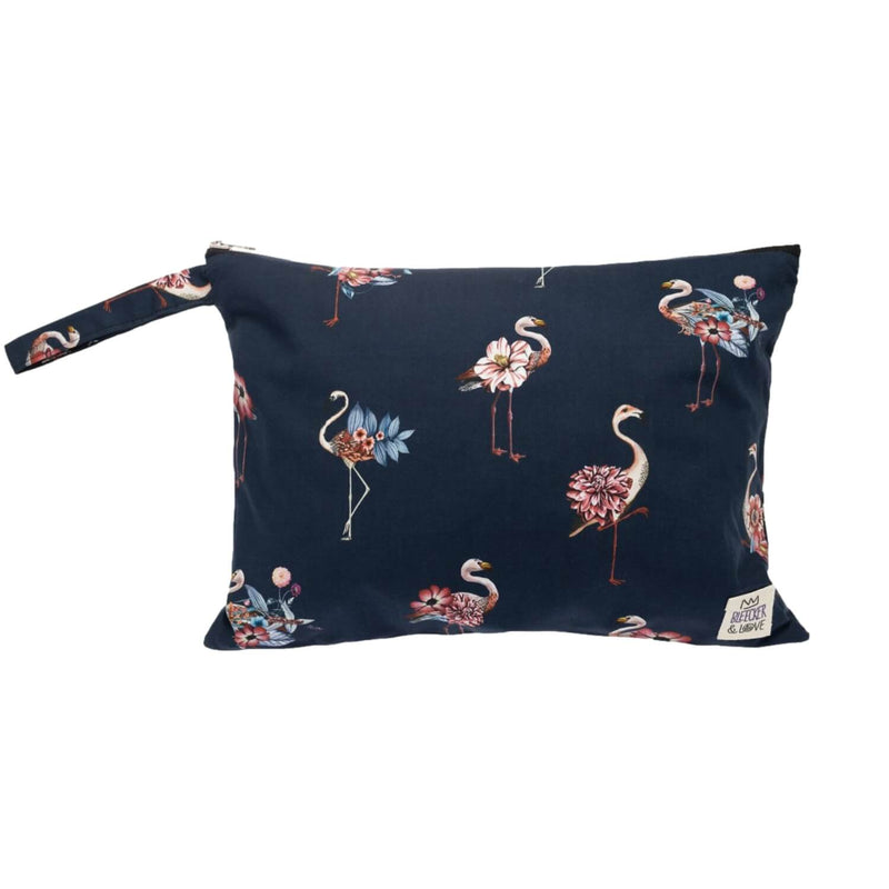 bleecker and love textile cotton bag with flamingos and waterproof lining - The Greek Art Company