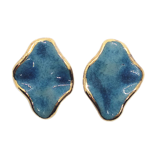 Deep Blue Ceramic Earrings by NUNAKO - The Greek Art Company