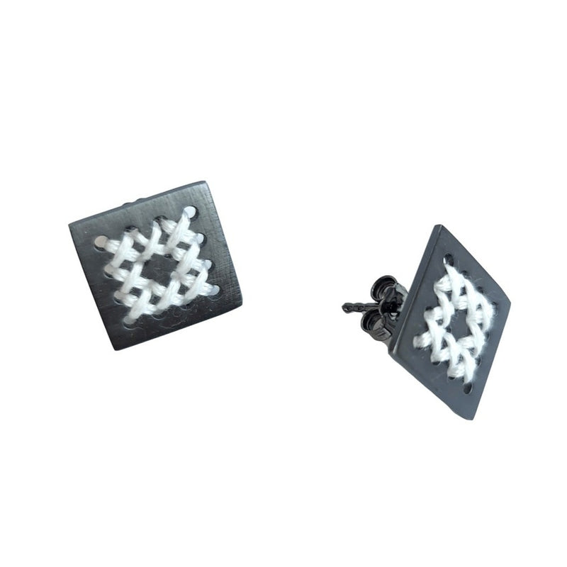 W-Square Stud Earrings by Charalampia - The Greek Art Company