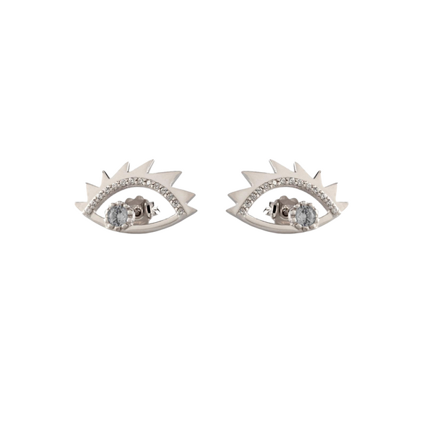 White Eyes Stud Earrings by Aliki Stroumpouli - The Greek Art Company