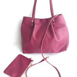 Armonia large magenta leather bag with internal removeable pocket by Ana Koutsi - The Greek Art Company
