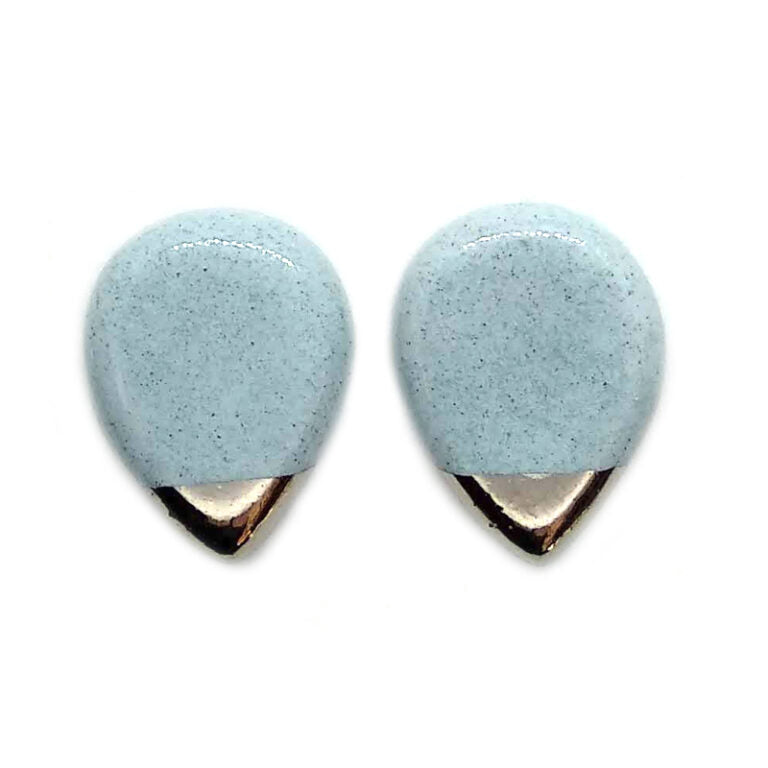 platinum plated ceramic drops earrings in light blue by Nunako - The Greek Art Company