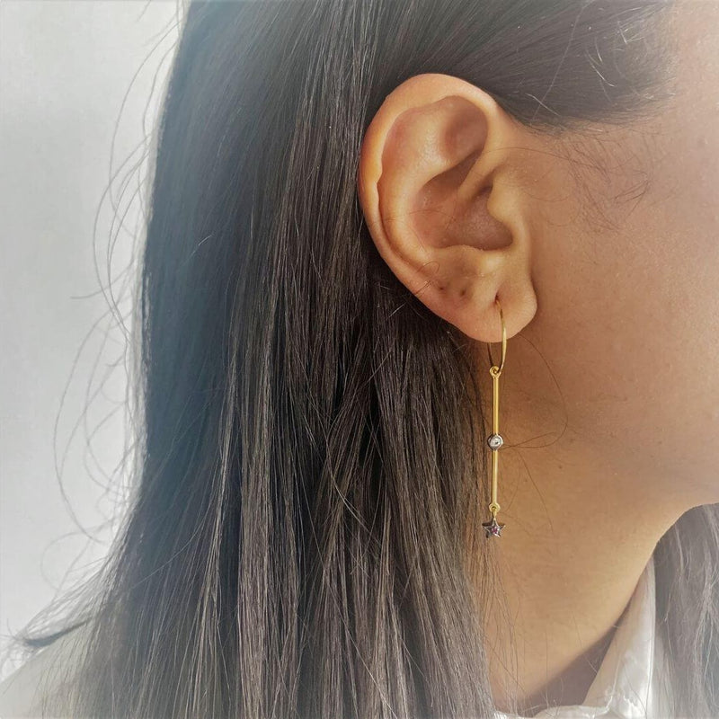 Dangling Hoop Earrings by Ileana Makri - The Greek Art Company