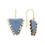 glitter blue macrame dangle earrings with hematites by Irene Hussein - The Greek Art Company