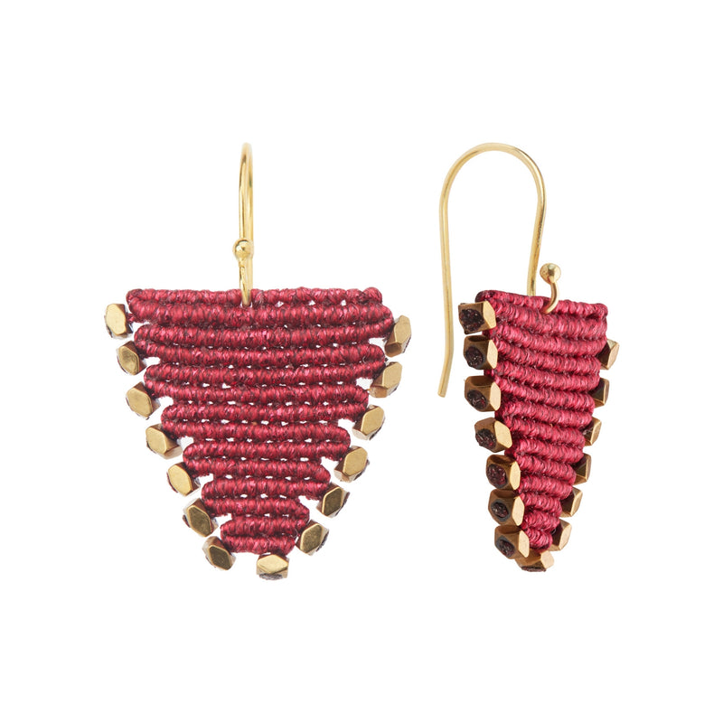glitter pomegranate dangle macrame earrings by Irene Hussein - The Greek Art Company