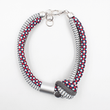 Knot necklace with cords and aluminum by Christina Brampti - The Greek Art Company