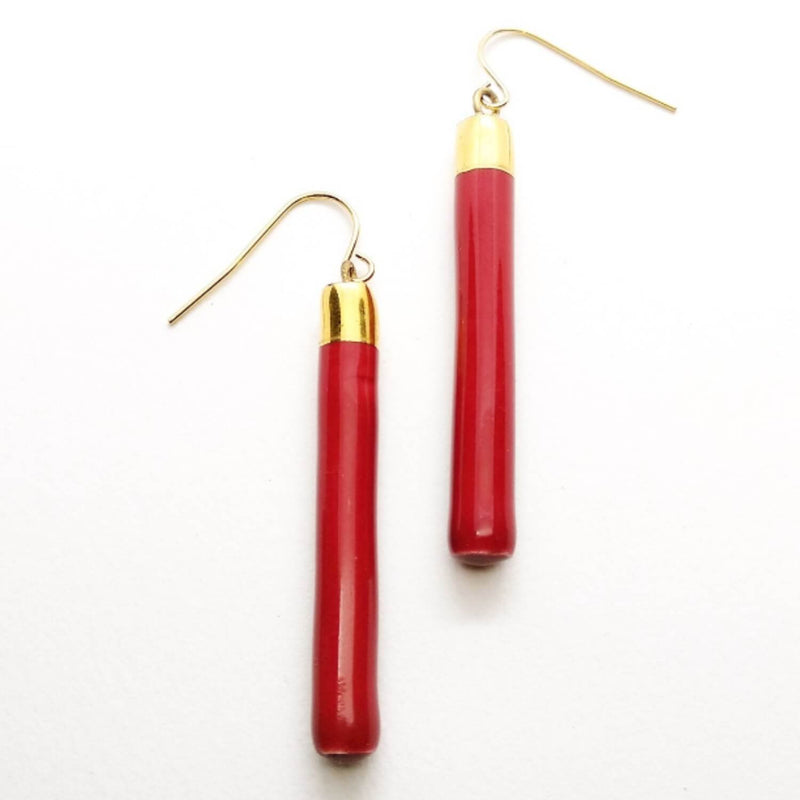 Ethra Ceramic Earrings - Red