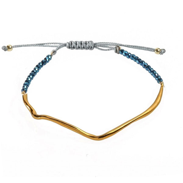 Seawood bracelet with blue hematites and cord by Danai Giannelli - The Greek Art Company